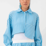 Striped Linen Cropped Shirt