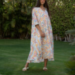 Pastel swirl print V-Neck dress