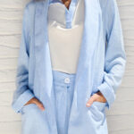 Linen blazer with notched lapel collar and pockets