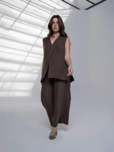 Pinstriped Wide-Leg Trousers - Image 3