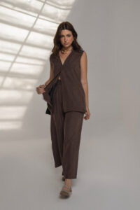Pinstriped Wide-Leg Trousers