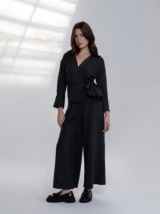 Striped Blouse with Tie-Front Bow - Image 2
