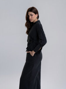 Striped Blouse with Tie-Front Bow - Image 4