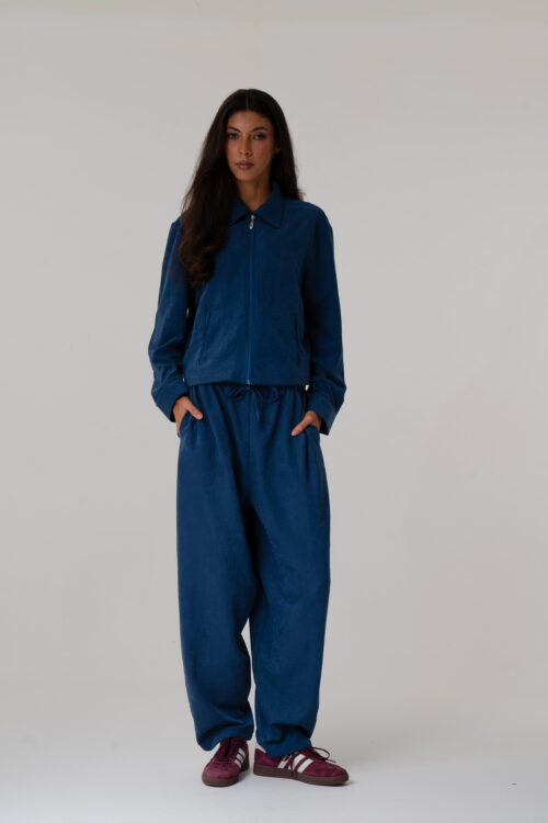 Zip-Up Velour Jacket With Pockets