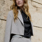 Cropped Blazer with Rhinestone Details