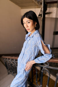 Embroidery Striped Linen  Blouse - Image 2