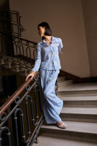 Embroidery Striped Linen  Blouse - Image 3