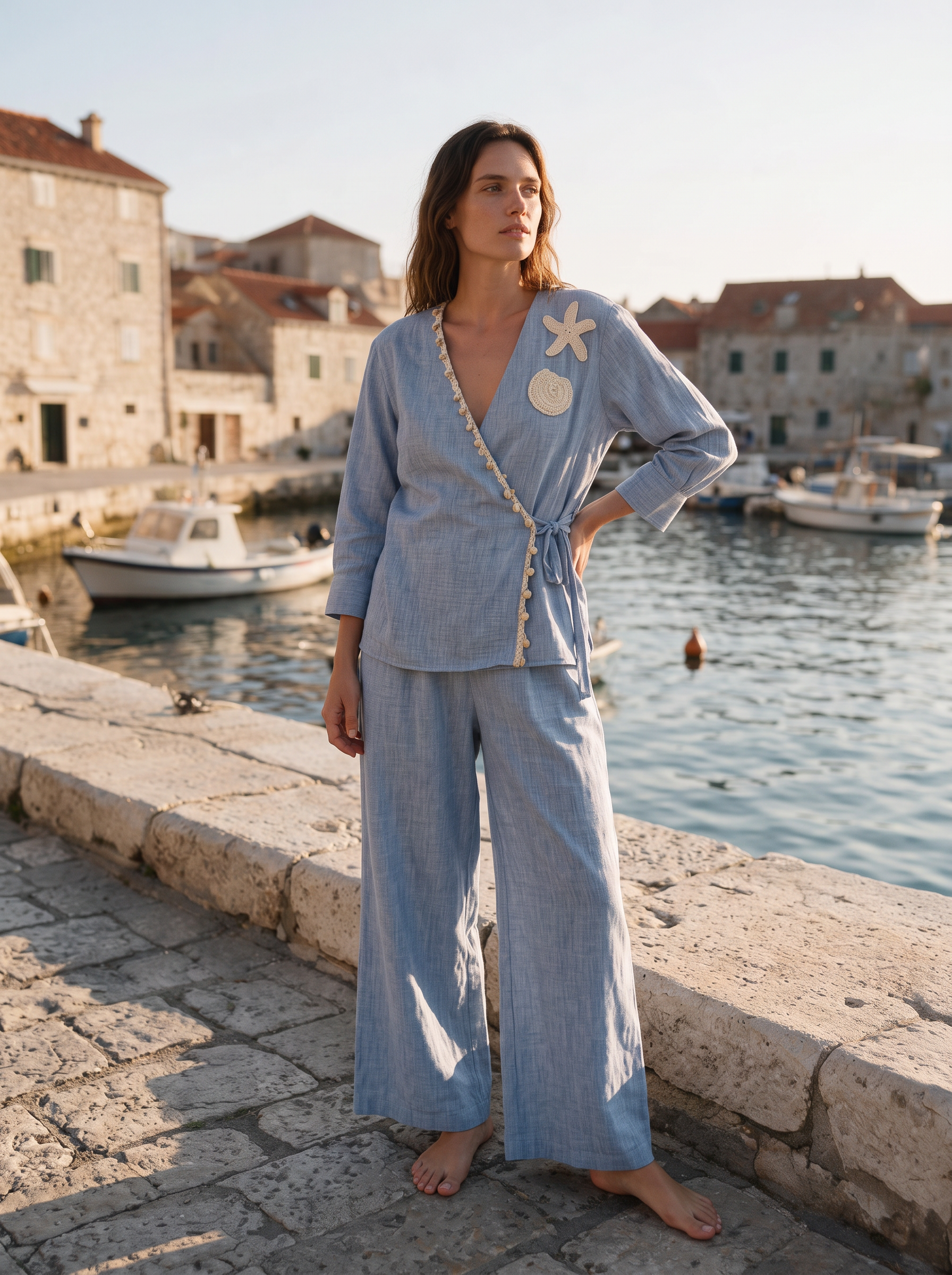 24226 Starfish Linen Wrap Blouse - Image 1